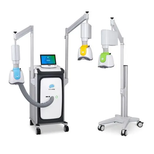 BrainsWay TMS device with multi-color treatment coils.